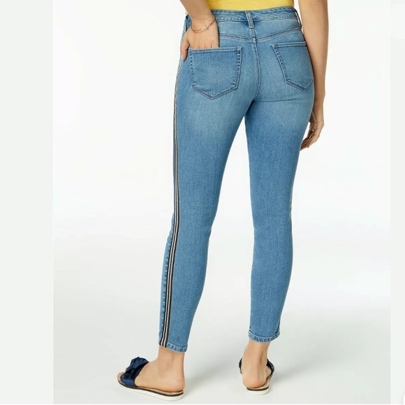 🔥MAISON JULES🔥RACING-STRIPE DENIM SKINNY BLUE JEANS SIZE 29 NWT - Picture 3 of 6